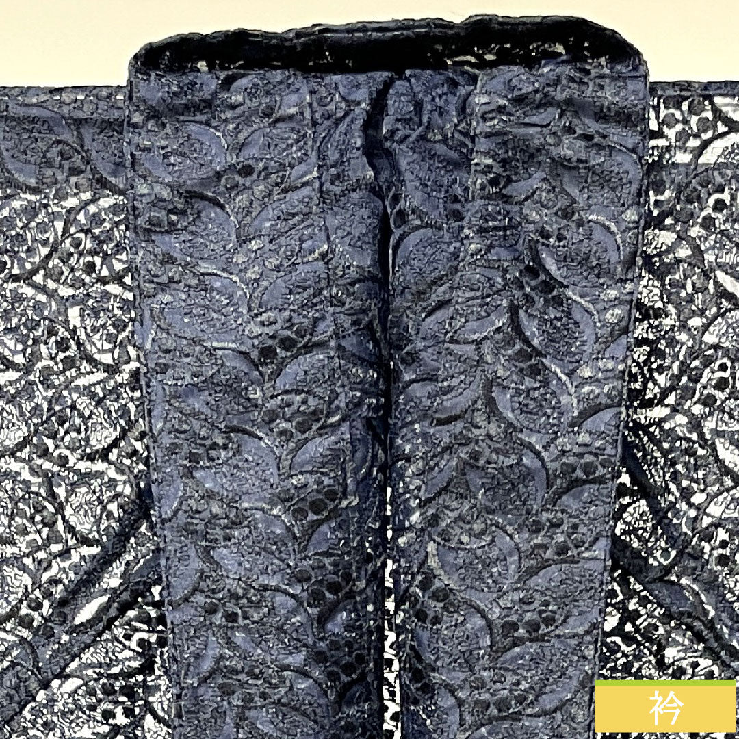 道中着 ポリエステル 身丈76.5cm 裄丈47.5cm 幾何学模様 スリーシーズン Sランク 単衣 黒系 1117000612910