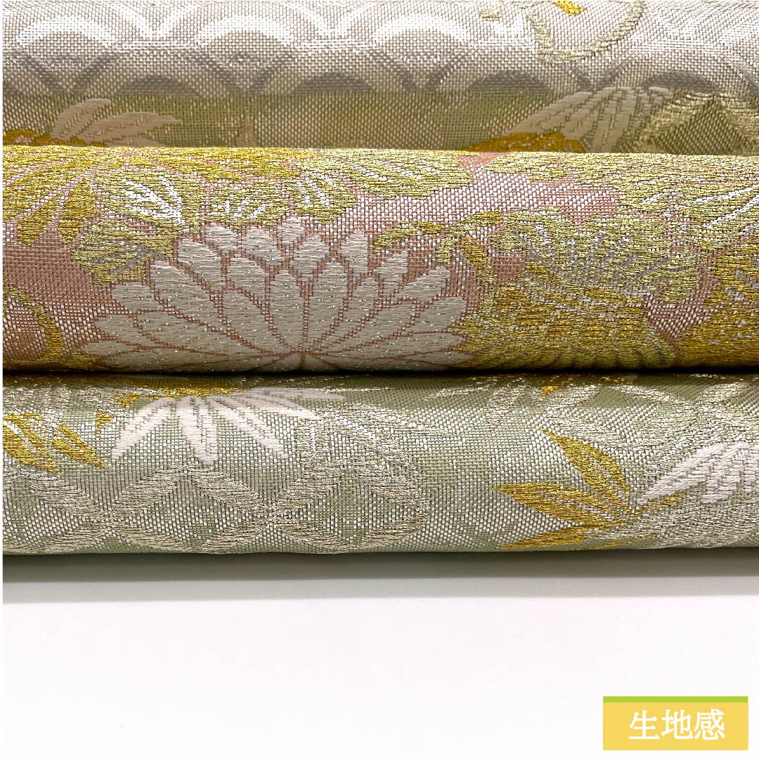 Fukuro Obi, pure silk, silver, horizontal stripes, Seigaiha, Shippo, horizontal stripes, obi length 438cm, S rank, six-pass, formal, silver, 1123011882322