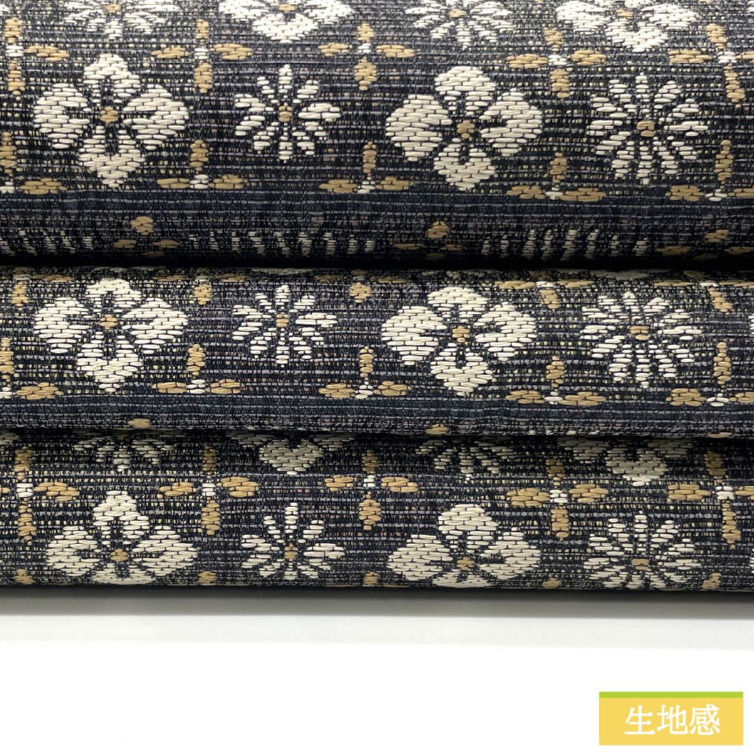 袋帯 正絹 紺滅色(こんけしいろ) 機織り 糸巻き 花模様 帯丈440cm Sランク 六通 カジュアル グレー系 1123013022322