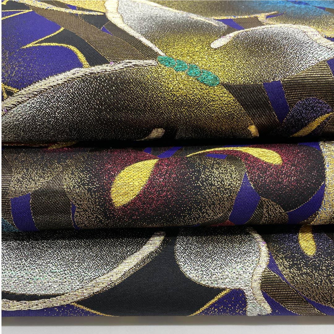 袋帯 江戸紫色(えどむらさきいろ) 蝶 花 金駒刺繍 帯丈430cm 正絹 Sランク 六通 フォーマル 紫系 1123007142320