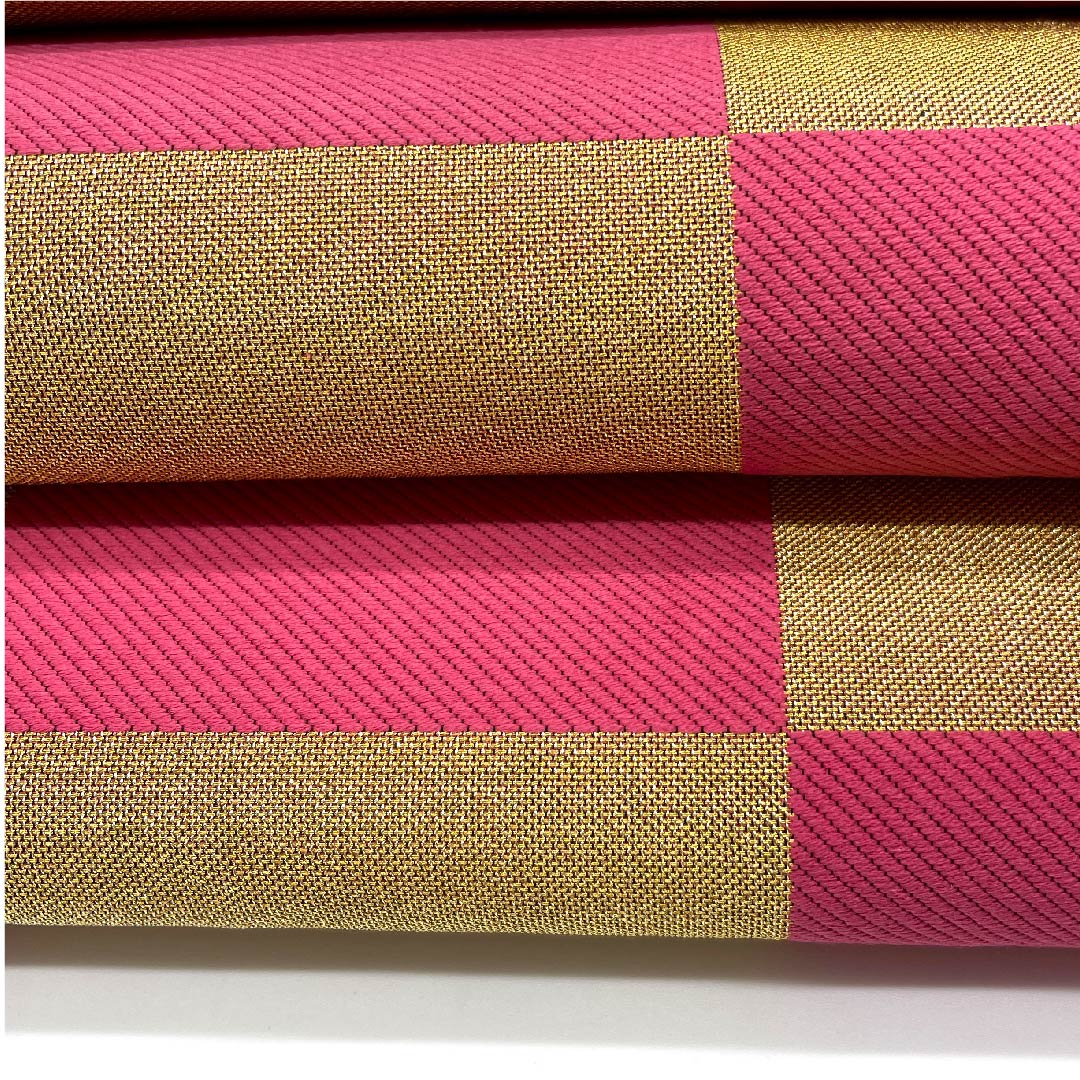 袋帯 金色 振袖用 市松 帯丈432cm 正絹 Aランク 六通 フォーマル 金系 1123006373321