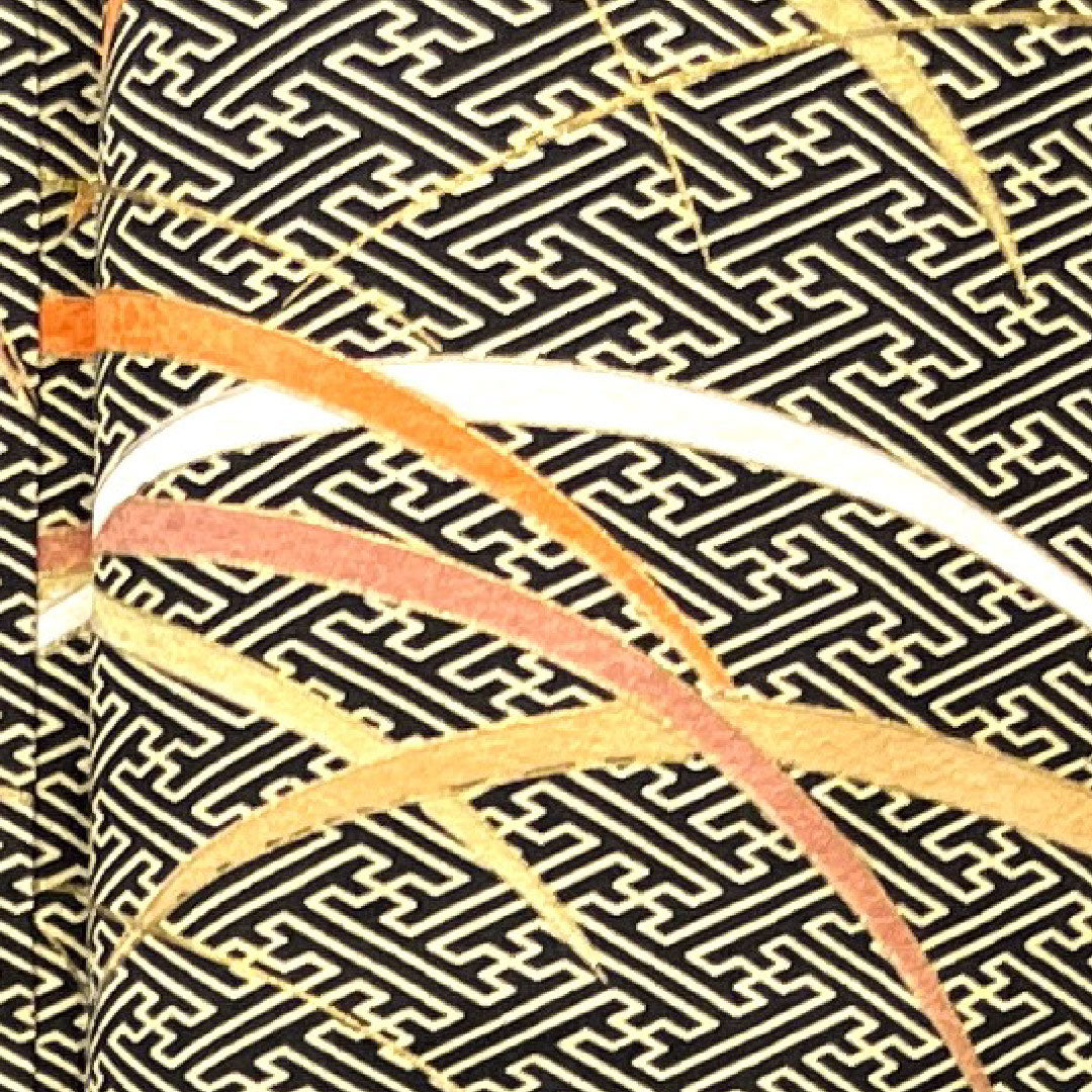 小紋 身丈156.5cm 裄丈61.5cm 袷 紗綾形 芝草 正絹 Aランク 黒系 1115002683310