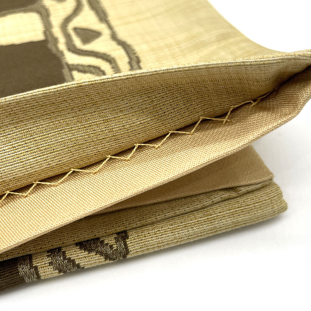 袋帯 抽象模様 帯丈422cm 正絹 Sランク 六通 カジュアル 黄系 1123004142323