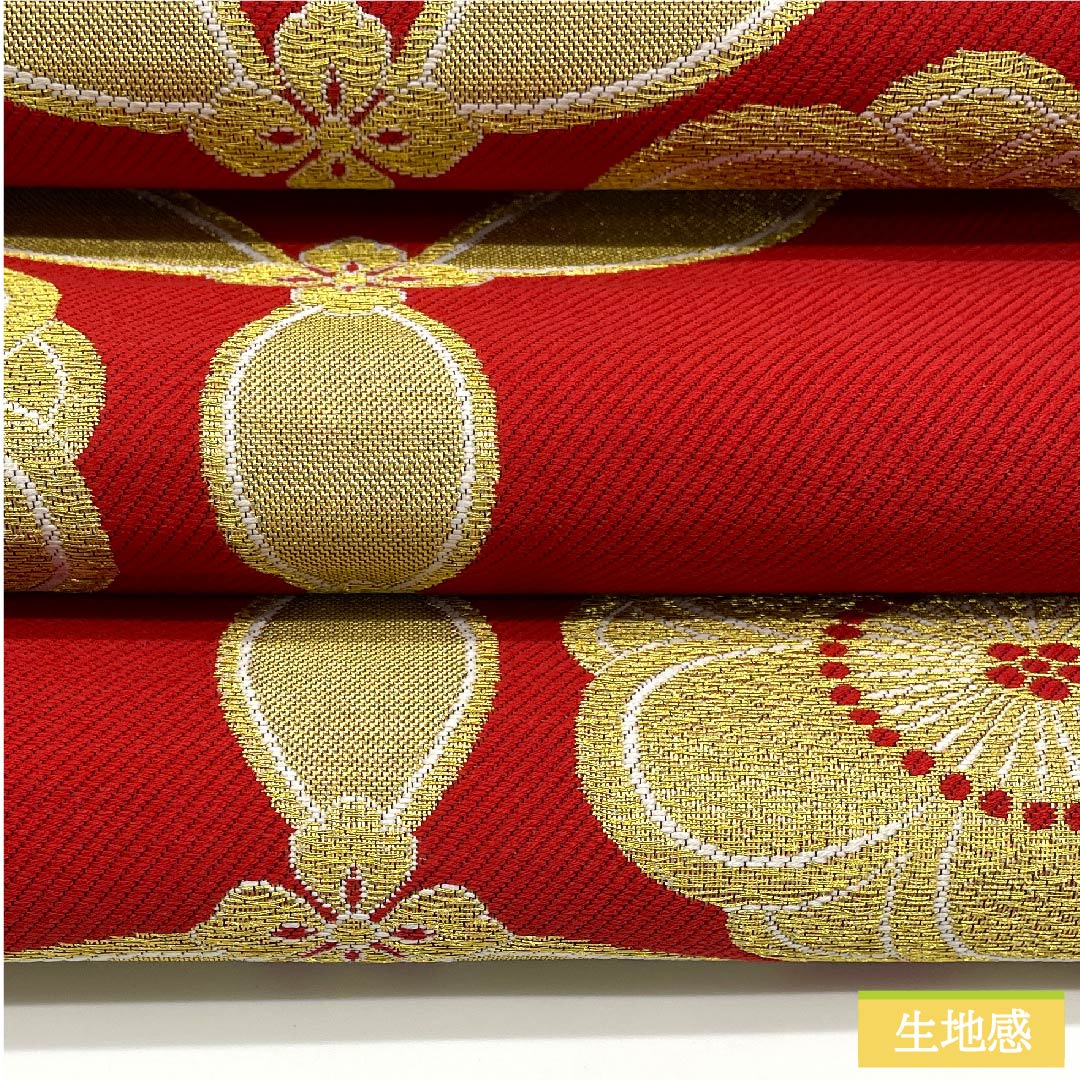 袋帯 正絹 土耳古赤色(とるこあかいろ) 七宝 梅 帯丈444cm Sランク 六通 フォーマル 赤系 1123011592312