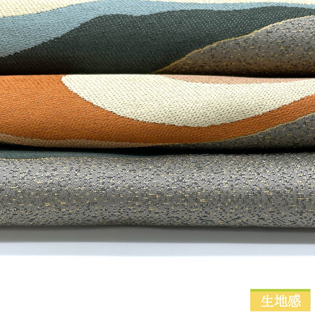 袋帯 正絹 消炭鼠色(けしずみねずみいろ) 西陣織 白綾苑大庭 抽象模様 帯丈430cm Sランク 六通 セミフォーマル グレー系 1123012712322