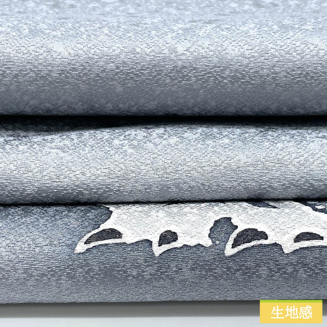 袋帯 正絹 水銀色(すいぎんいろ) ふくろう 帯丈460cm Sランク 全通 カジュアル グレー系 1123012332422