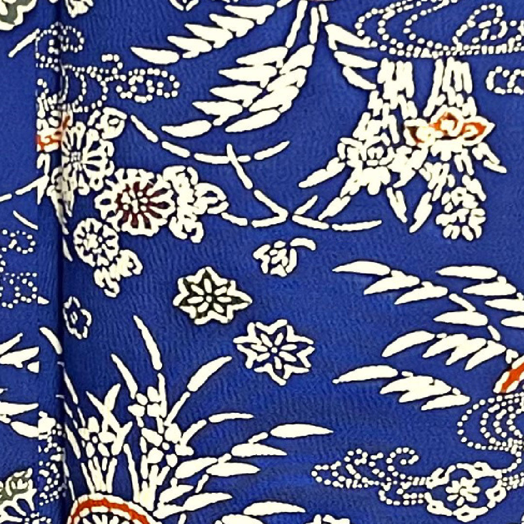 小紋 身丈157.5cm 裄丈61cm 袷 瑠璃紺色 型染 草花模様 正絹 Sランク 青系 1115002202317