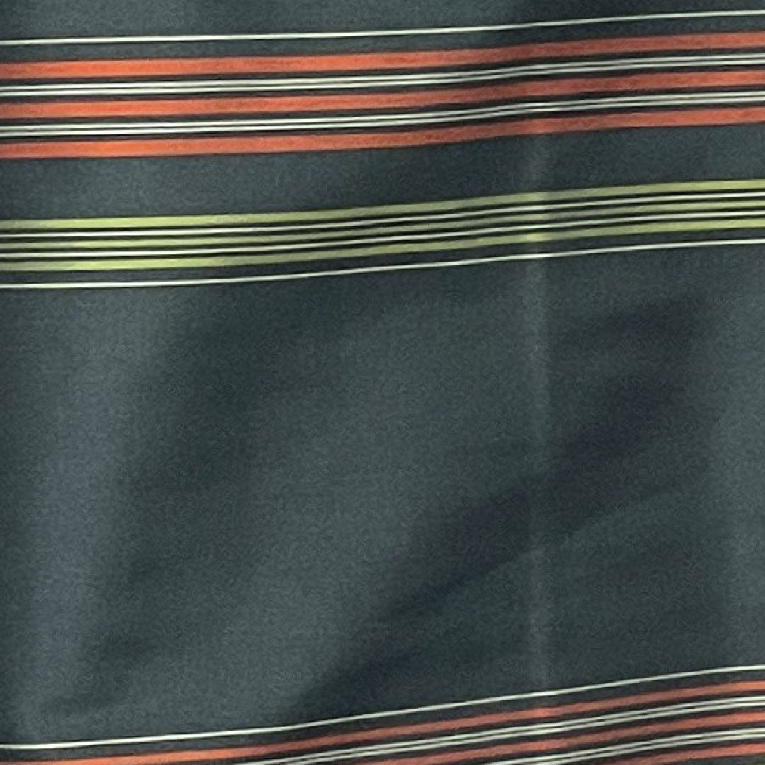 大島紬 身丈149.5cm 裄丈64cm 百入茶色 横縞模様 正絹 Sランク 袷 緑系 1116001662119