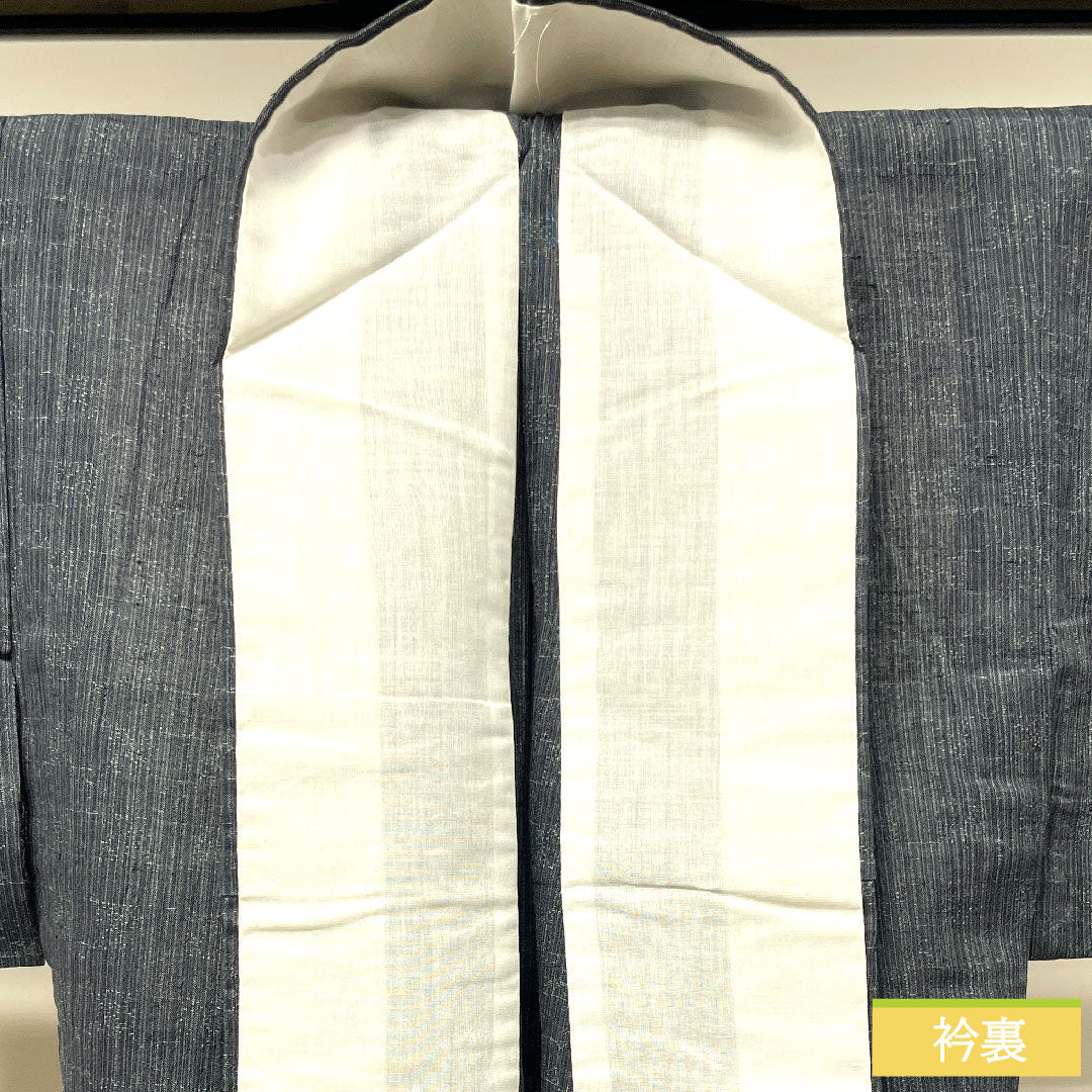 紬 正絹 身丈156cm 裄丈64cm 具墨色 幾何学模様 Sランク 紗 黒系 1116003112310
