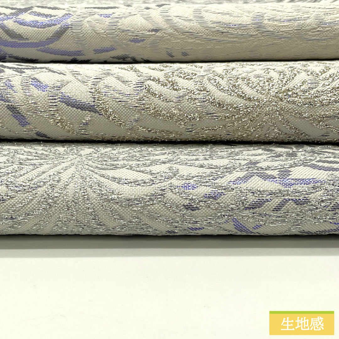 (未仕立)袋帯 正絹 NEWランク 西陣織 乱菊 帯丈468cm 六通 フォーマル 白系 1123017141411