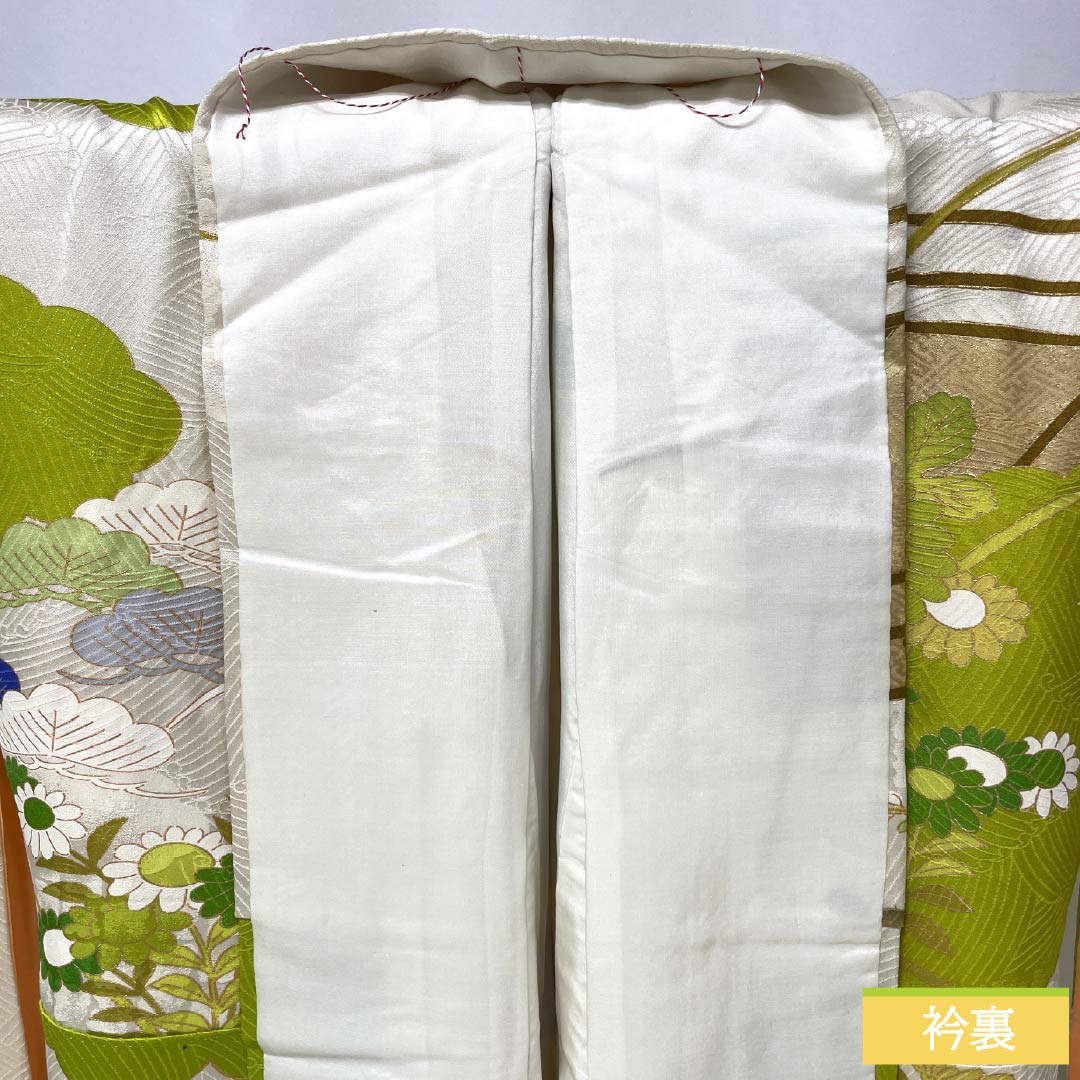 訪問着 正絹 Aランク 袷 身丈162cm 裄丈63.5cm 京友禅 松 菊 白系 1112006353411