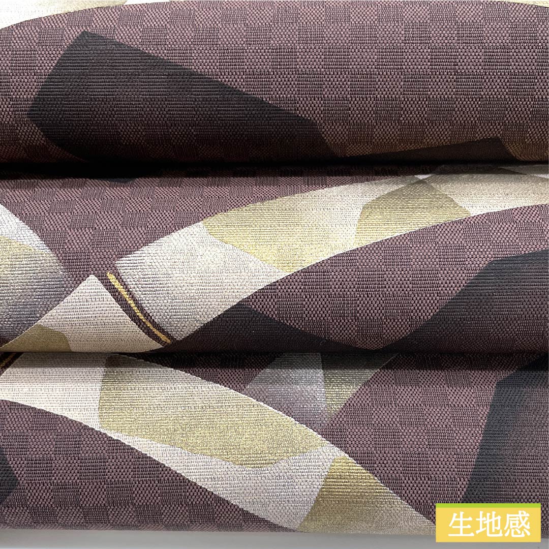 袋帯 紅檜皮色(べにひわだいろ) 竹 市松 染め帯 帯丈446cm 正絹 Sランク ポイント柄 カジュアル 茶系 1123010542314