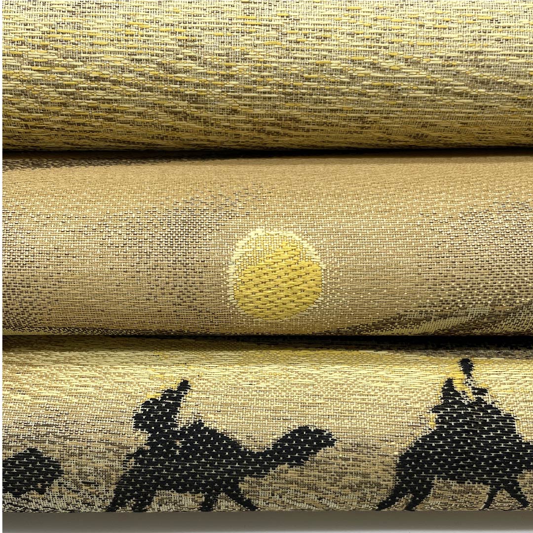 (Unmade) Fukuro Obi Straw Color Camel Silk Road Moon Obi Length 472cm Pure Silk NEW Rank Six-way Semi-formal Beige 1123009031425