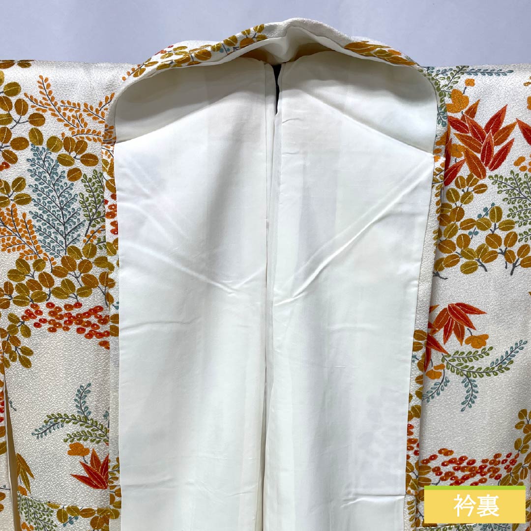 小紋 正絹 Bランク 身丈153.5cm 裄丈62cm 袷 草花模様 白系 1115006434211