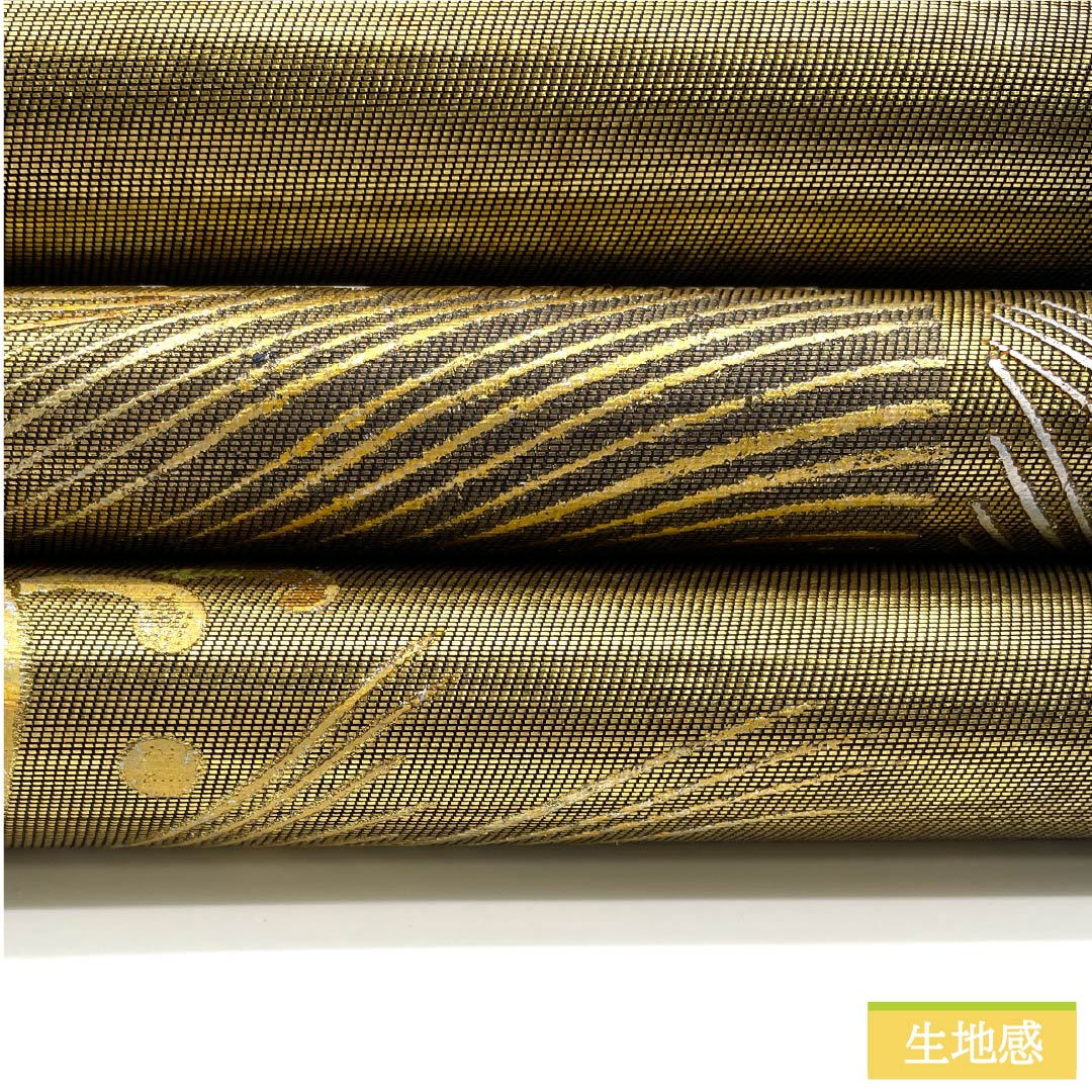 袋帯 正絹 金色(きんいろ) 玉虫金彩 金銀彩 玉虫金綵螺施ファンタジー 作家物 帯丈440cm Sランク 六通 フォーマル 金系 1123012032321