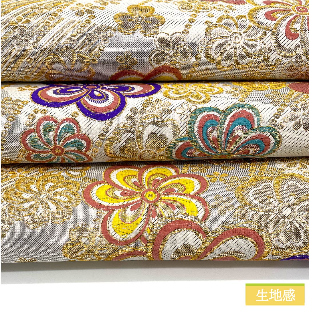 袋帯 正絹 金色(きんいろ) ねじり梅 桜 帯丈450cm Aランク 六通 フォーマル 金系 1123011483421