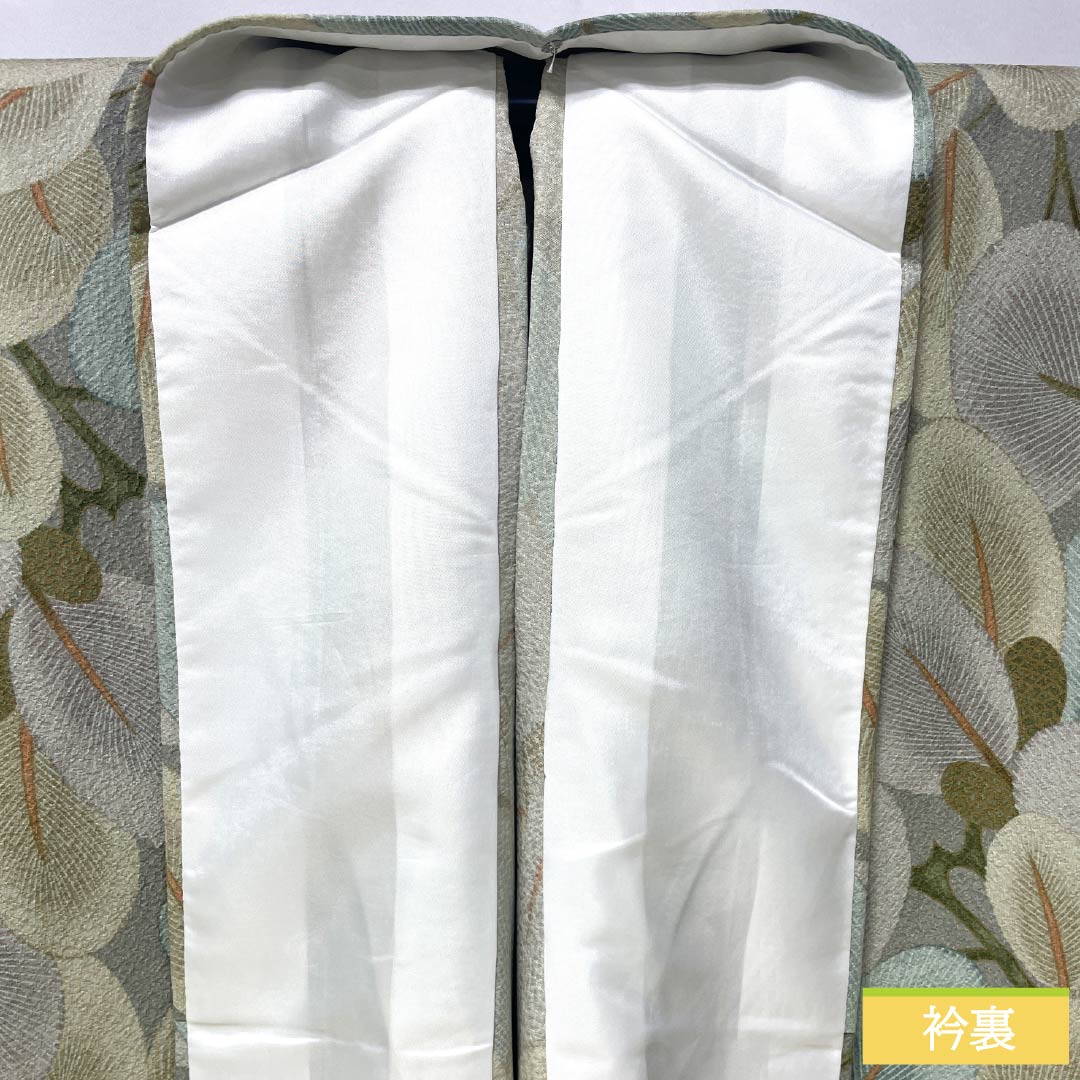 小紋 ポリエステル 身丈166cm 裄丈66cm 単衣 消炭鼠色(けしずみねずみいろ) 洗える着物 抽象柄 Aランク グレー系 1115005113522