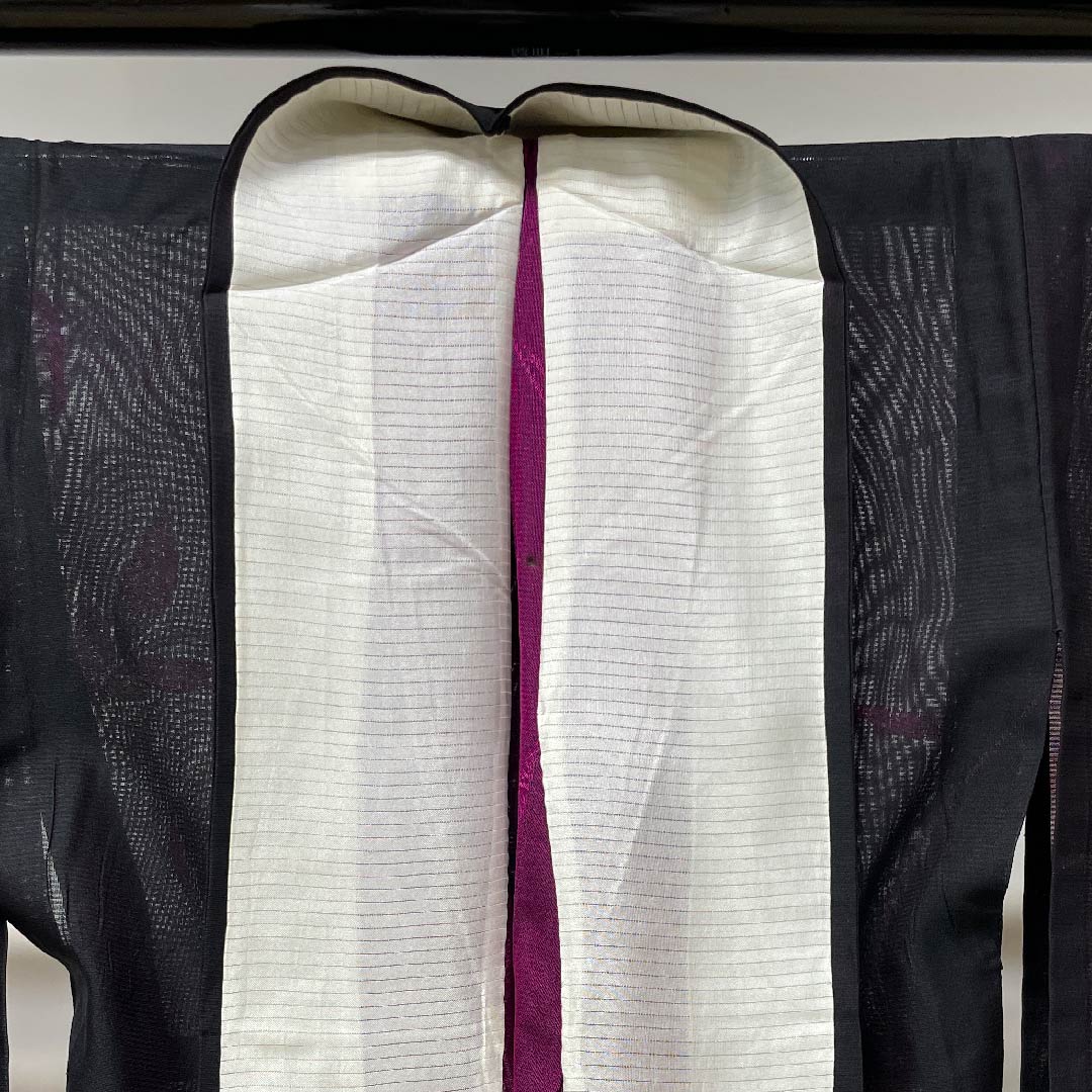 夏物 正絹 小紋 身丈153cm 裄丈61.5cm 黒色 抽象模様 絽 Aランク 黒系 1132000293210