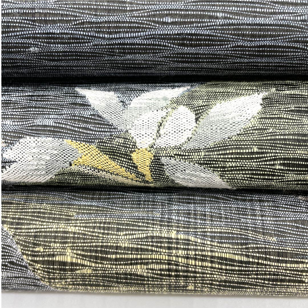 Fukuro Obi, Summer Obi, Black, Floral Pattern, Summer, Obi Length 456cm, Pure Silk, S Rank, Point Pattern, Casual, Black, 1123008512410