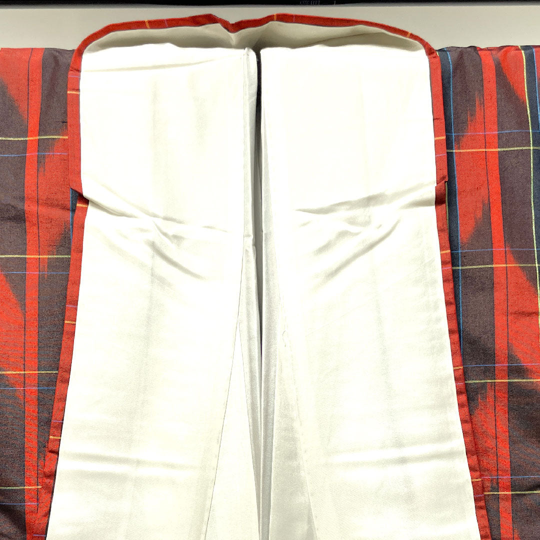 Tsumugi, Length 163.5cm, Sleeve length 62.5cm, Benibara color, Yagasuri, with basting thread, Unused, Pure silk, S rank, Awase, Red, 1116002782412