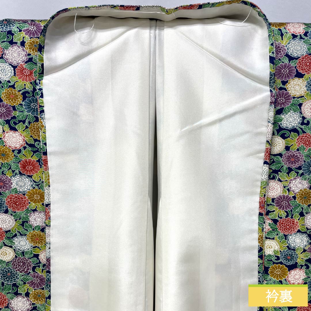 小紋 正絹 身丈163cm 裄丈65cm 袷 紺瑠璃色(こんるりいろ) 小菊 高島屋 Aランク 紺系 1115005733418