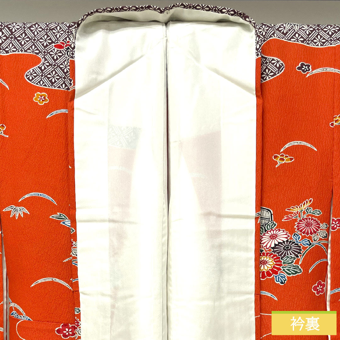 訪問着 正絹 袷 身丈163cm 裄丈64.5cm 猩々緋色 京紅型 吉祥文様 Sランク 朱系 1112004072416