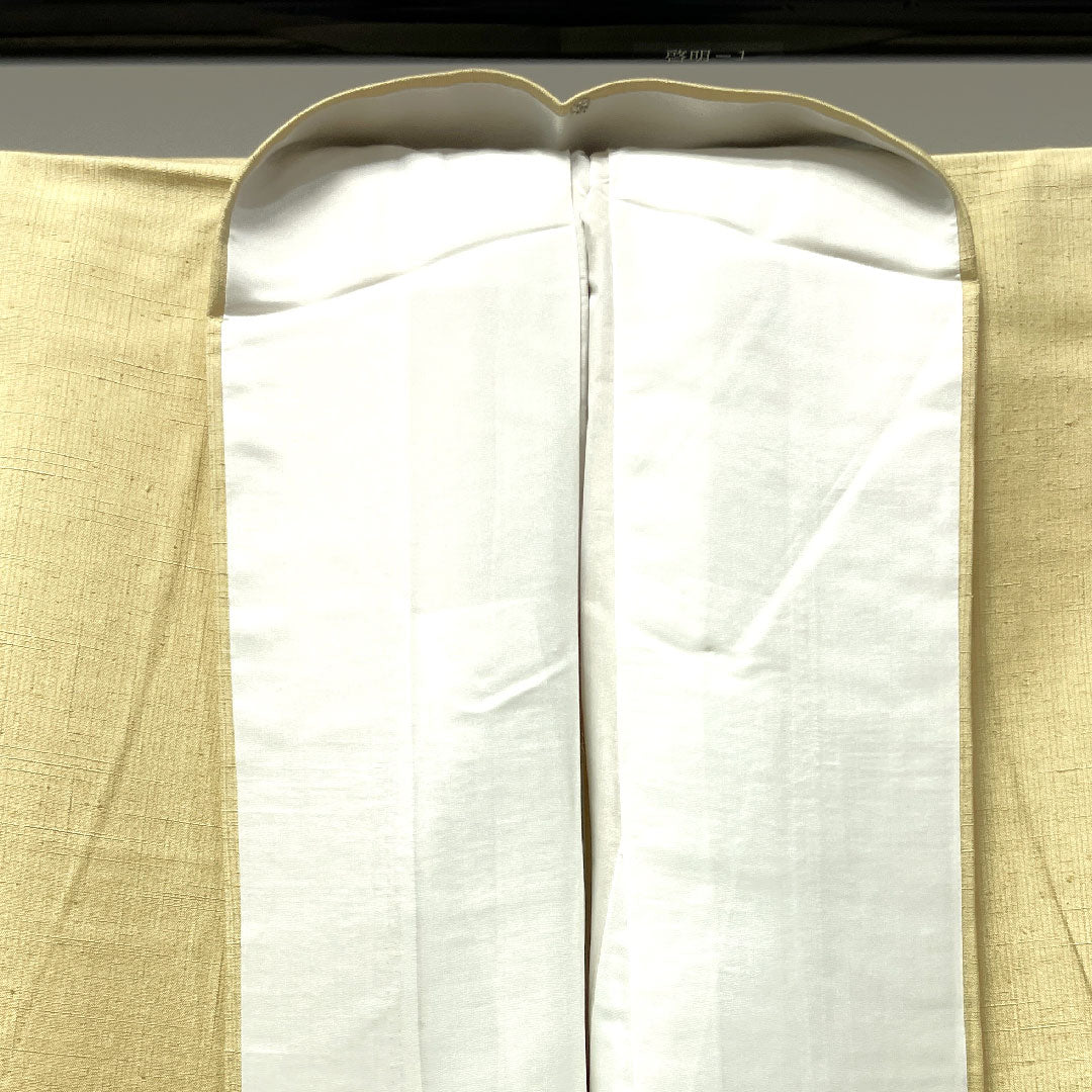 Homongi, lined, length 169cm, sleeve length 69cm, light egg color, Monkey and Crab Battle, pongee fabric, pure silk, S rank, cream color, 1112002612515