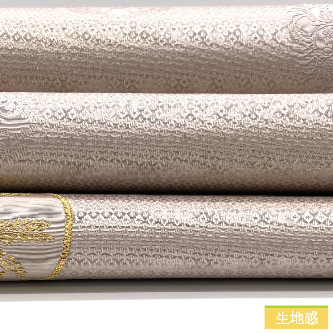 袋帯 正絹 Sランク 薄桜色(うすざくらいろ) 華文 丸に古典柄 帯丈452cm 六通 セミフォーマル ピンク系 1123015322413