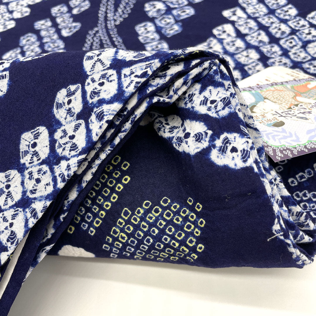(New) Yukata Arimatsu Narumi Honshibori Length 163cm Sleeve length 68cm Floral pattern Cotton NEW rank Single layer Length 163cm Navy 1118000671418