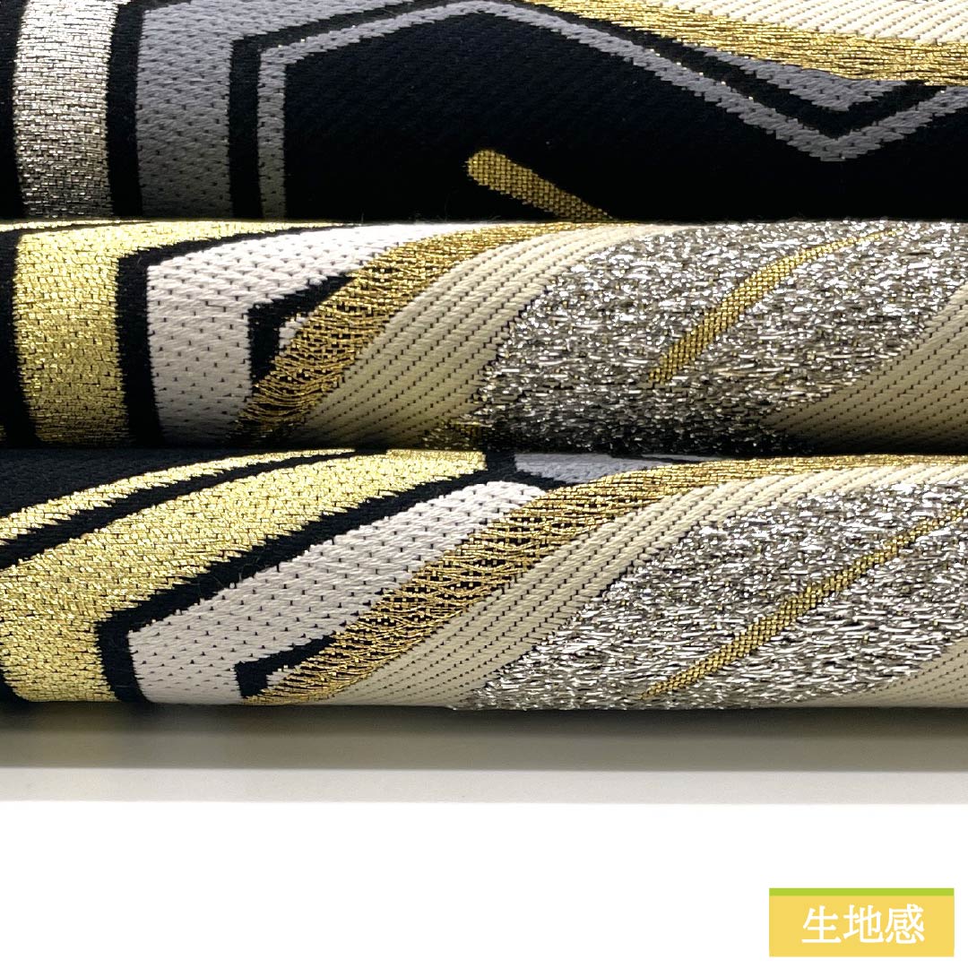 袋帯 正絹 振袖用 毘沙門亀甲 丸に紋 帯丈462cm Sランク 六通 フォーマル 黒系 1123013692410