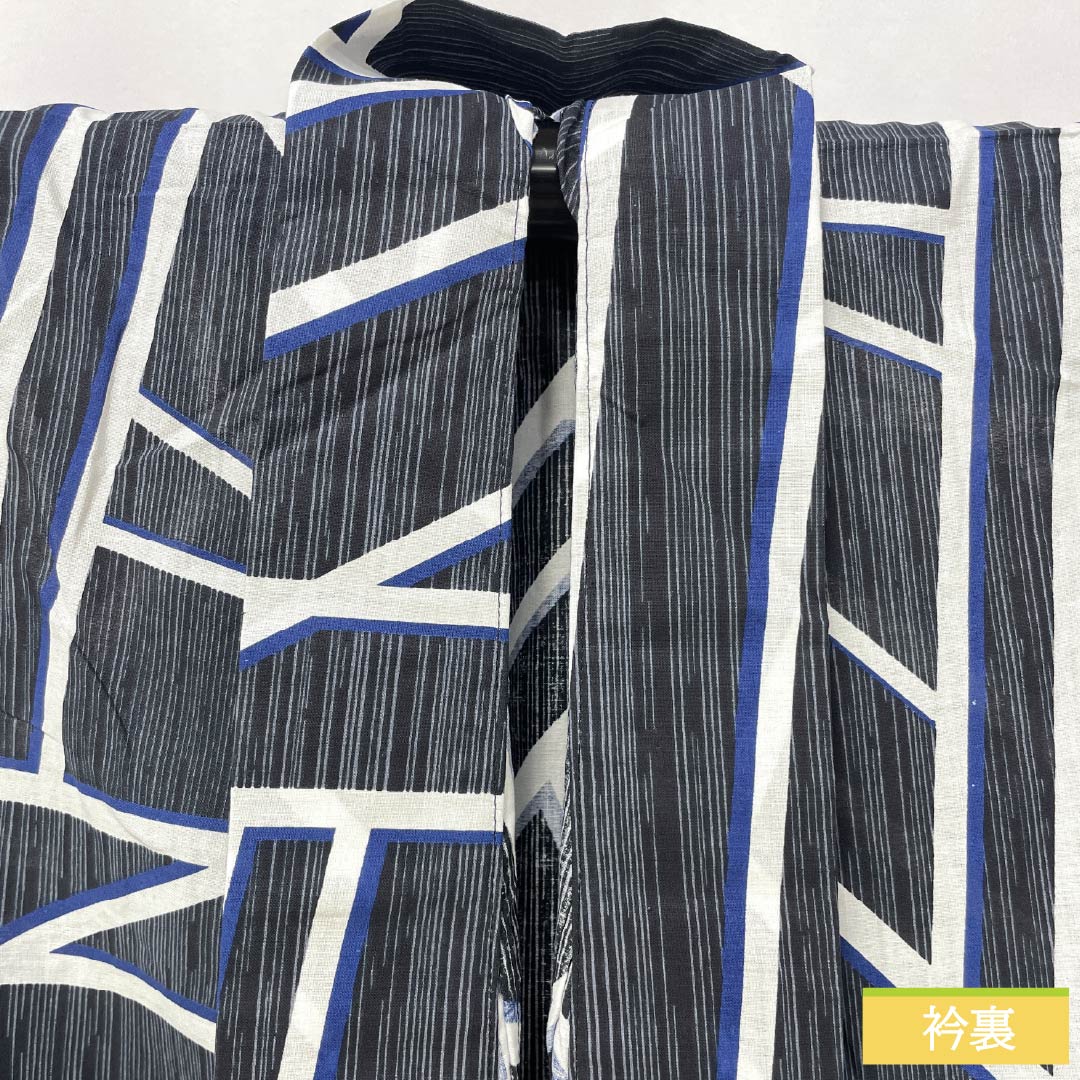 Yukata Cotton Length 166cm Sleeve length 66cm S rank Single layer Black Abstract pattern 1118005612510