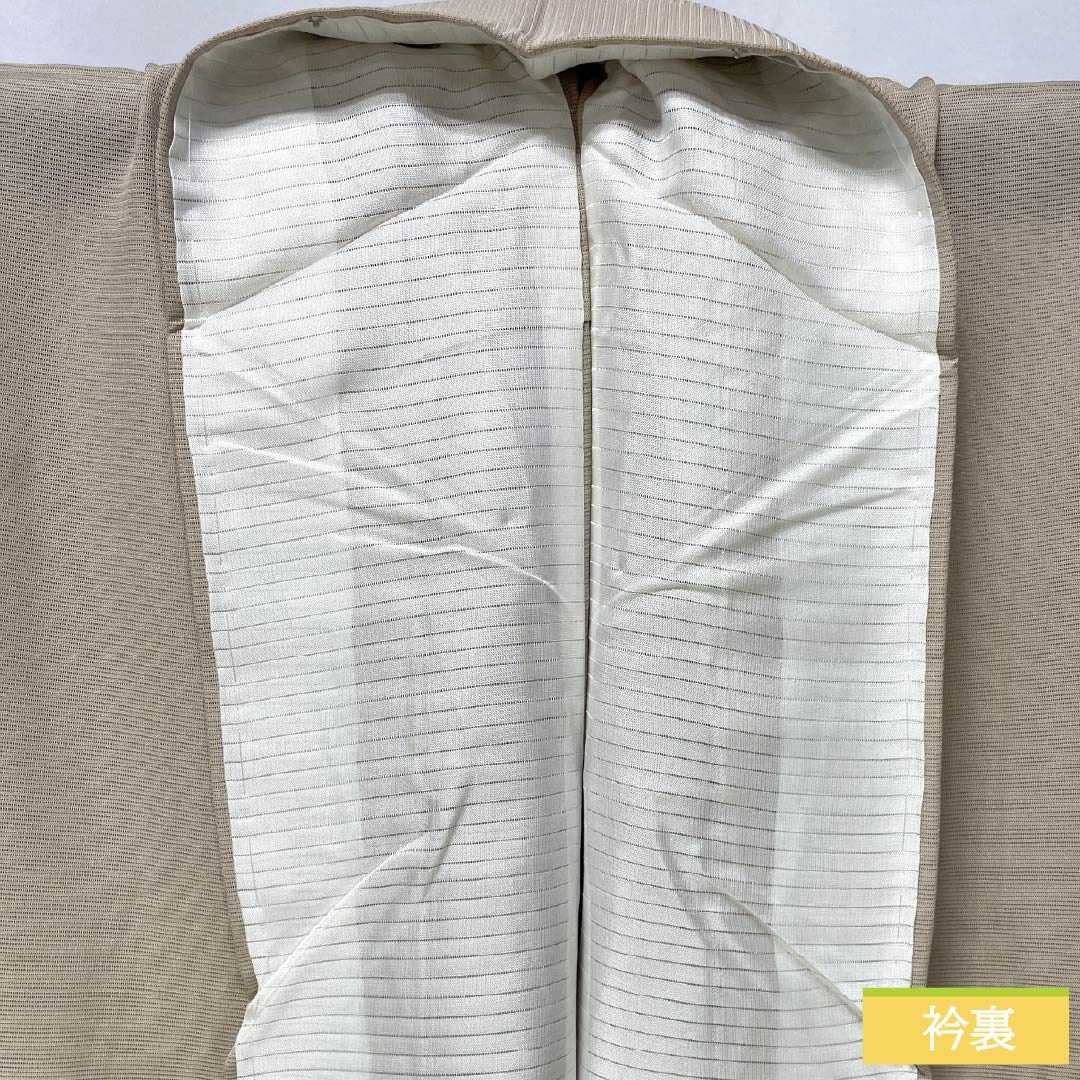 夏物 正絹 訪問着 身丈157cm 裄丈63cm 薄香色(うすこういろ) 草花模様 京友禅 絽 Sランク ベージュ系 1132002752325