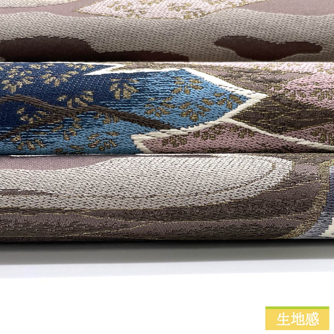 Fukuro Obi, pure silk, Akatsuki Nezuiro (red gray), Shiraayaen Oba, pine, rock garden, obi length 434cm, S rank, six-pass, formal, gradation style, 1123013312399