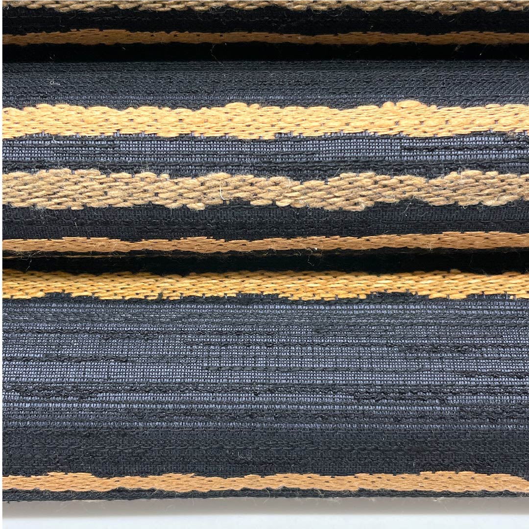 袋帯 黒色 横段 帯丈446cm 正絹 Sランク 六通 カジュアル 黒系 1123007802310