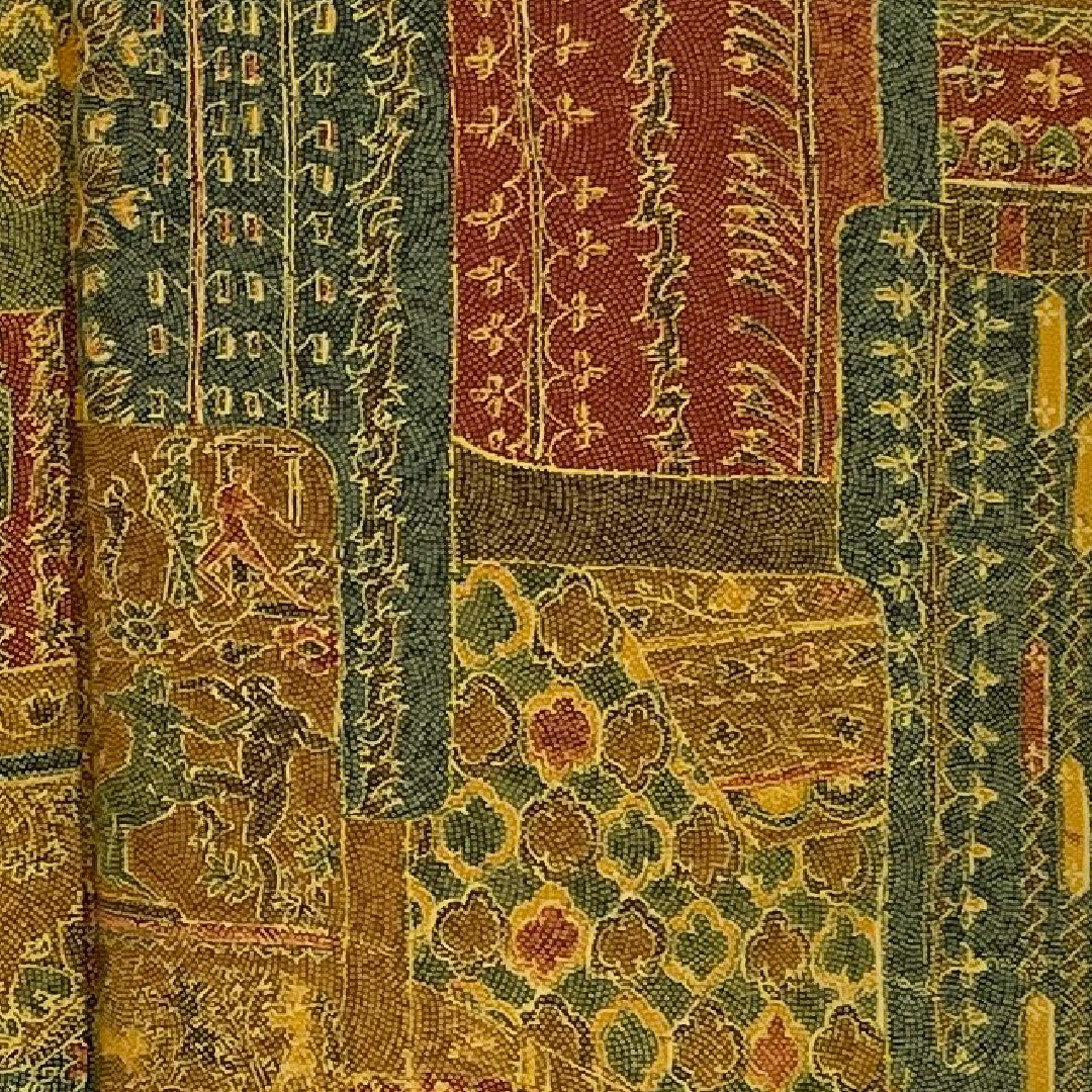 小紋 身丈152cm 裄丈64cm 袷 更紗柄 正絹 Aランク 茶系 1115000083214