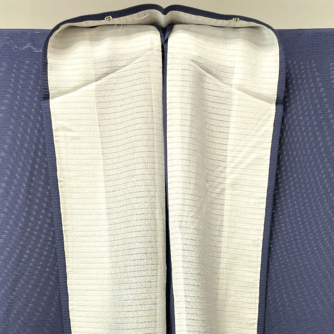 訪問着 夏物 身丈158cm 裄丈66cm 瞑色 絽 竹屋町刺繡 抽象模様 桔梗に三つ鱗 正絹 Sランク 紺系 1112002772318