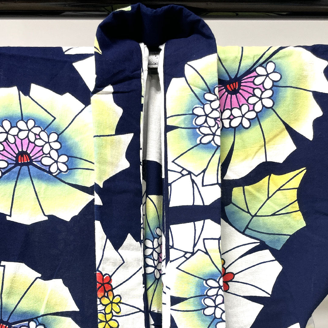 浴衣 濃紺色 抽象模様 木綿 Sランク 単衣 身丈147.5cm 裄丈64cm 紺系 1118002482118