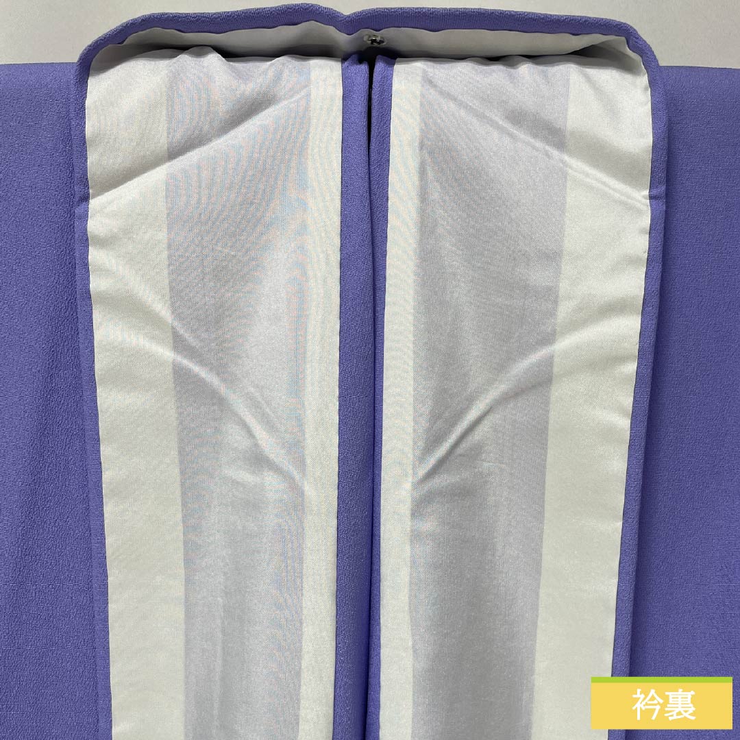 Solid-colored polyester kimono, length 158cm, sleeve length 66cm, gentian-colored (rindou-iro), washable, single-layer, S rank, purple, product number 1114002192320