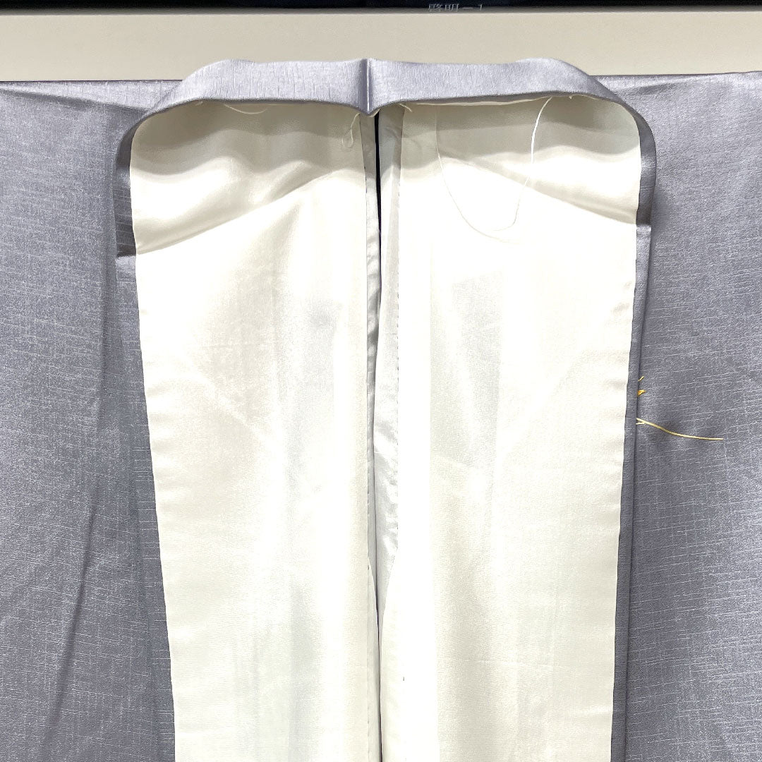 訪問着 袷 身丈163.5cm 裄丈67cm 鉛色 金彩加工 草花模様 正絹 Aランク グレー系 1112002603422
