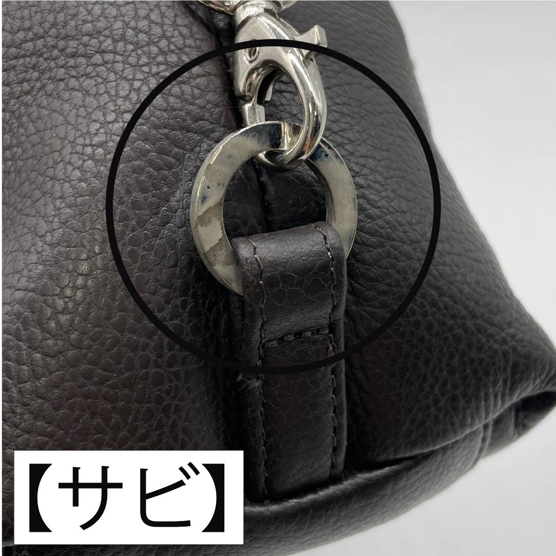 (新古品) 洋装バッグ 牛革 Aランク 新古品 牛革 横長 茶系 119700005314