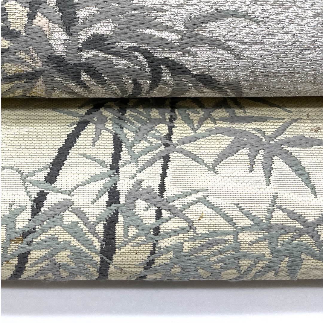 袋帯 象牙色(ぞうげいろ) 真珠箔 竹林 浅山織物 帯丈432cm 正絹 Aランク ポイント柄 フォーマル クリーム系 1123006123315