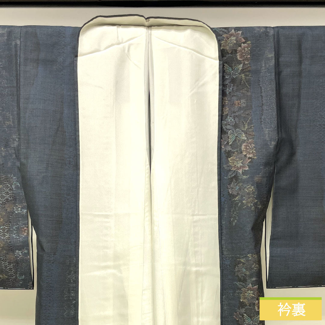 Silk pongee, Length 159cm, Sleeve length 63cm, Oshima pongee, 9 marks, with basting thread, S rank, lined, navy blue, 1116003362318