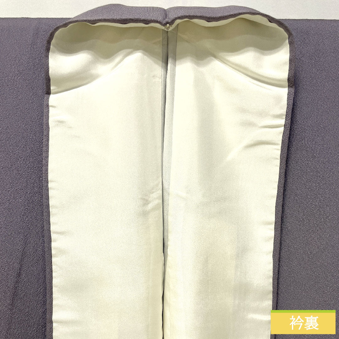 訪問着 正絹 袷 身丈159.5cm 裄丈63.5cm 紫鼠色(むらさきねずいろ) ちりめん地 辻ヶ花 道長取り 付下げ Aランク グレー系 1112005583322