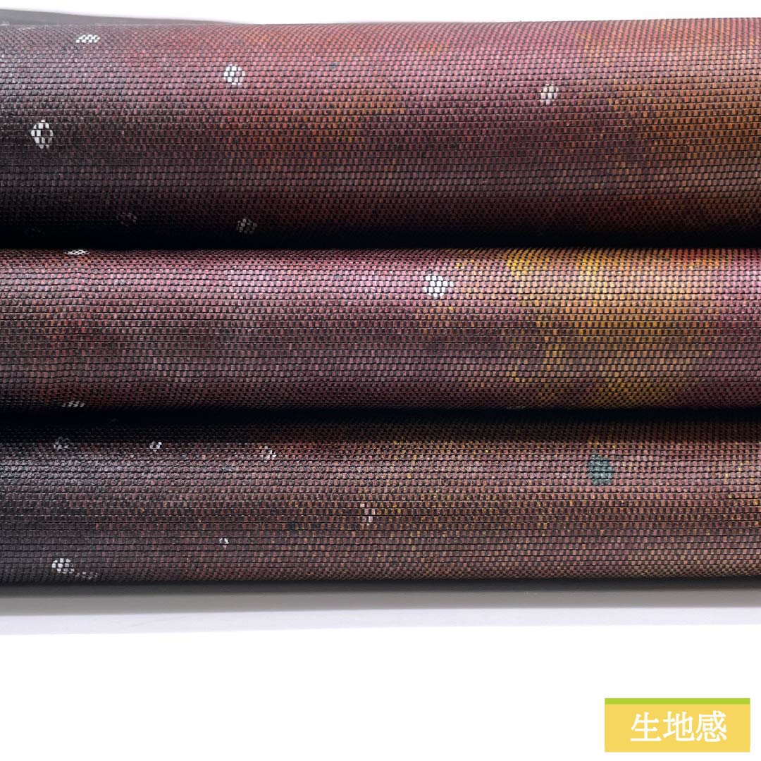 袋帯 正絹 引箔 五雲三昧 ドット 帯丈444cm Sランク 六通 カジュアル 黒系 1123013112310