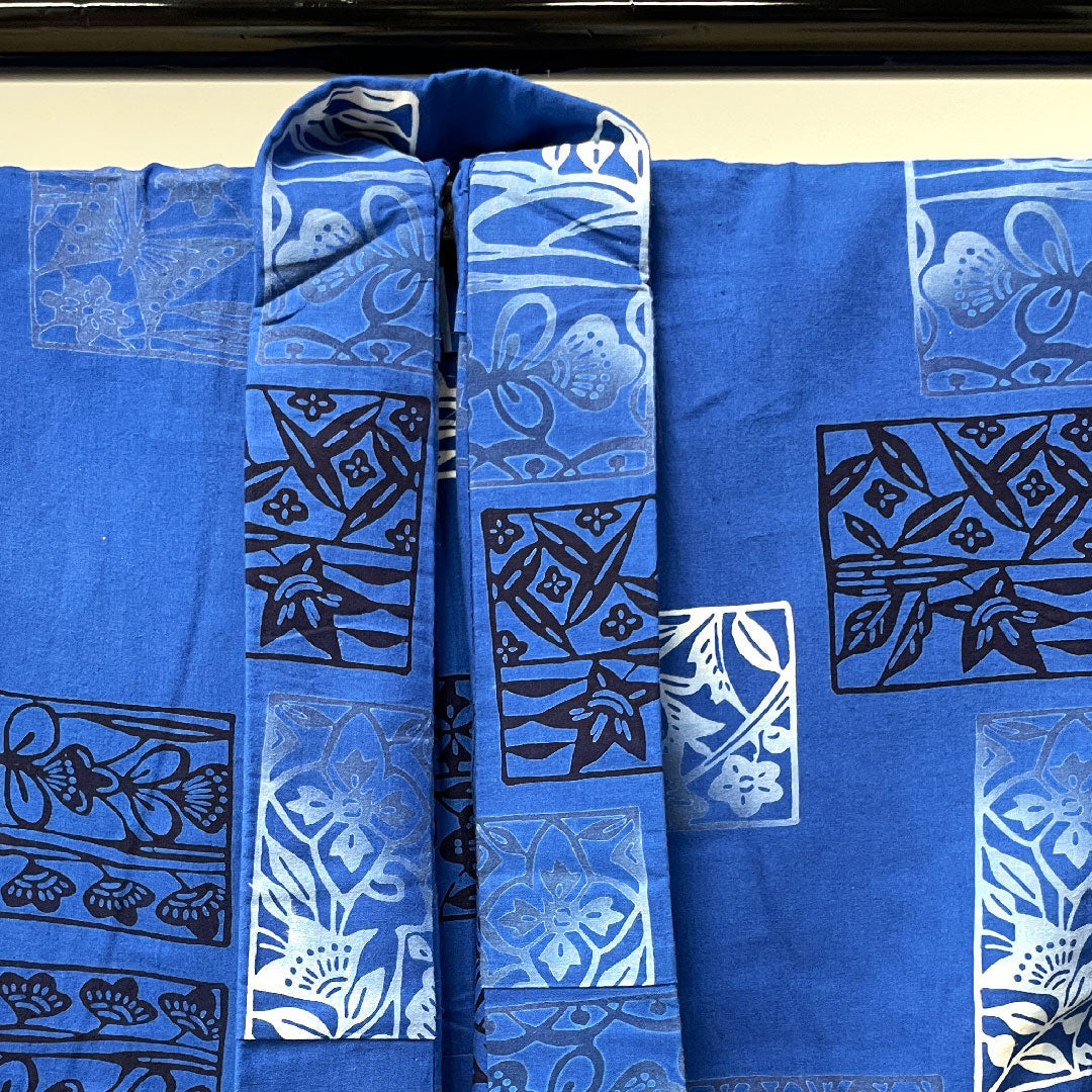 浴衣 碧瑠璃色 抽象模様 木綿 Sランク 単衣 身丈159cm 裄丈66.5cm 青系 1118002422317