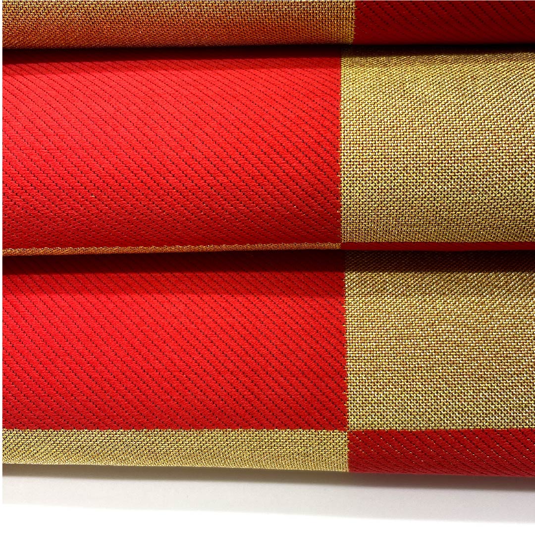 袋帯 金色 振袖用 市松 帯丈436cm 正絹 Sランク 六通 フォーマル 金系 1123006242321