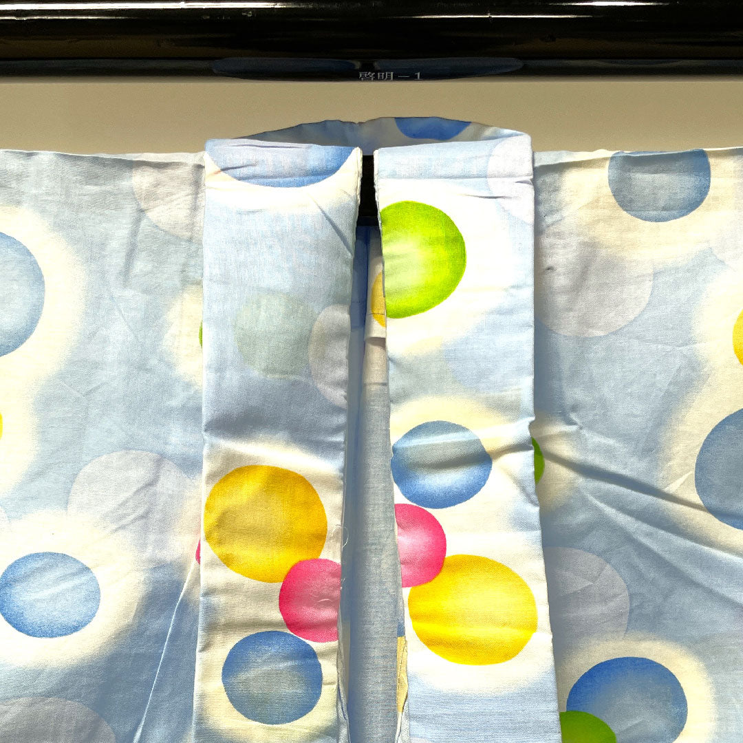 浴衣 白群色 水玉 木綿 Sランク 単衣 身丈161.5cm 裄丈64.5cm 水色系 1118001252424