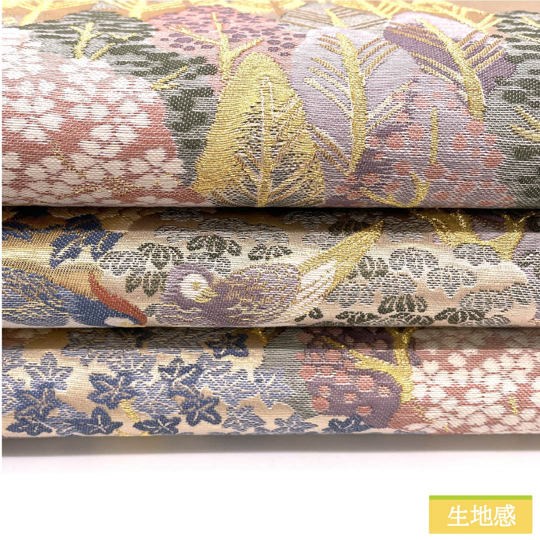 袋帯 正絹 金色(きんいろ) 鶴 鳳凰 鴛鴦 風景 帯丈432cm Sランク 六通 フォーマル 金系 1123012062321