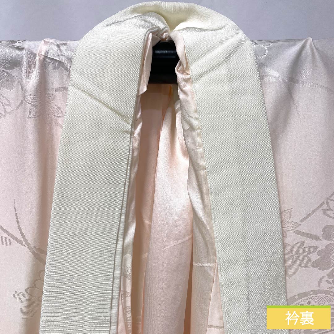 長襦袢 正絹 Sランク 身丈120.5cm 裄丈60.5cm 単衣 花 蝶 ピンク系 1129000852113