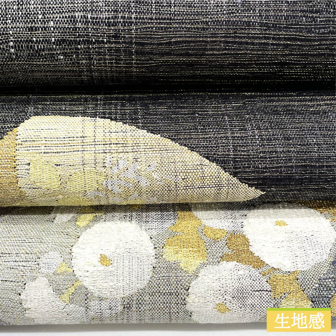 袋帯 黒色 瓦 桔梗 露芝 万寿菊 帯丈448cm 正絹 Sランク 六通 フォーマル 黒系 1123010742310